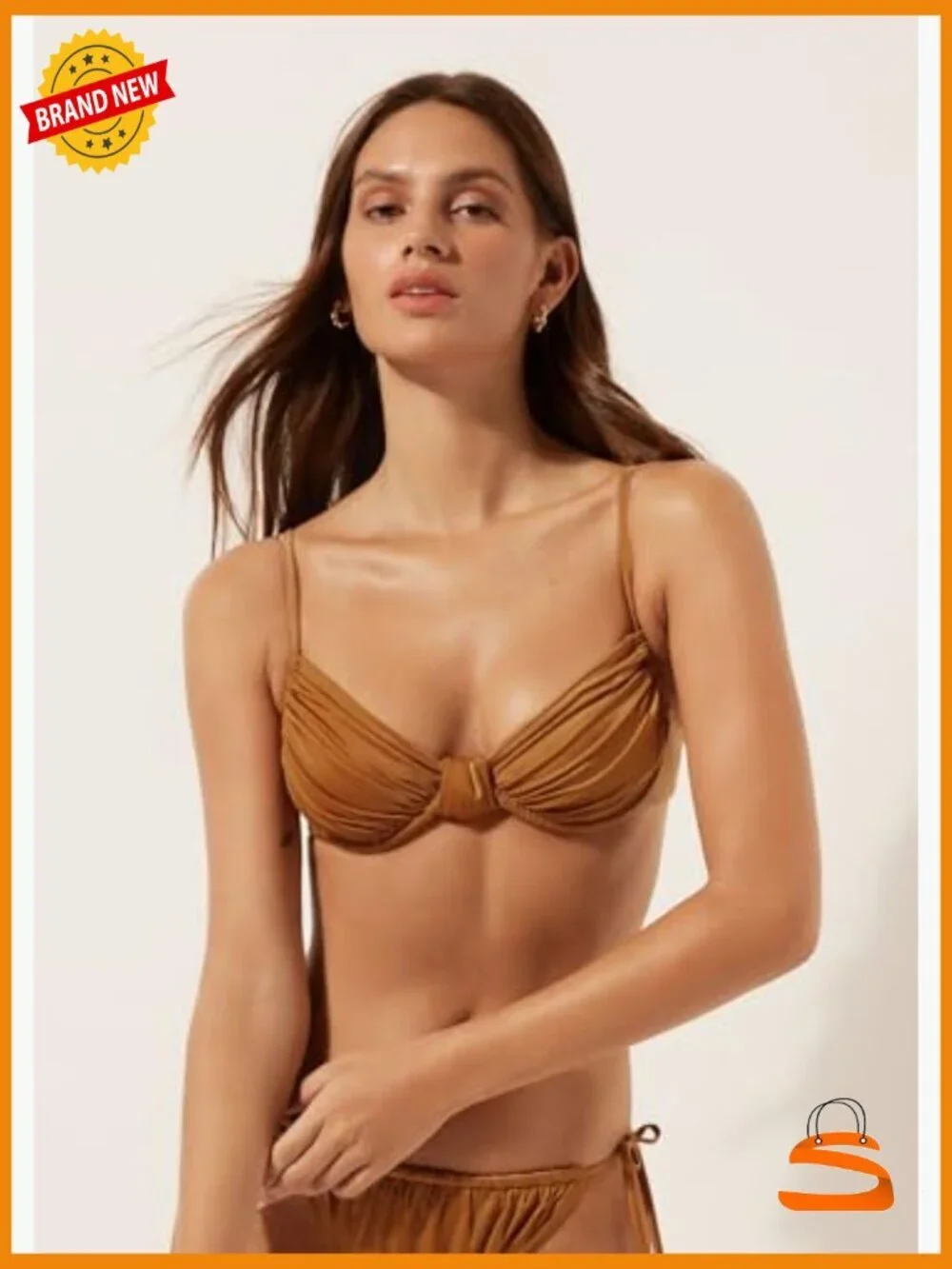 Satin Balconette Bikini Top, Underwire Support, Adjustable Fit, Medium